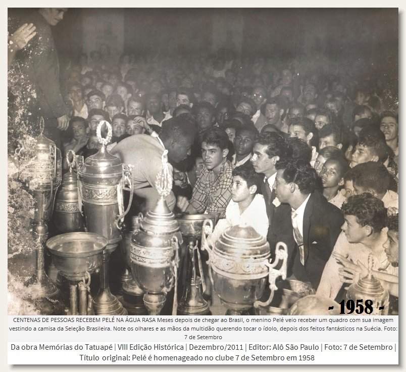 Pelé é ovacionado pelos frequentadores do Sete de Setembro, em 1958 (foto: Arquivo/Memórias do Tatuapé)